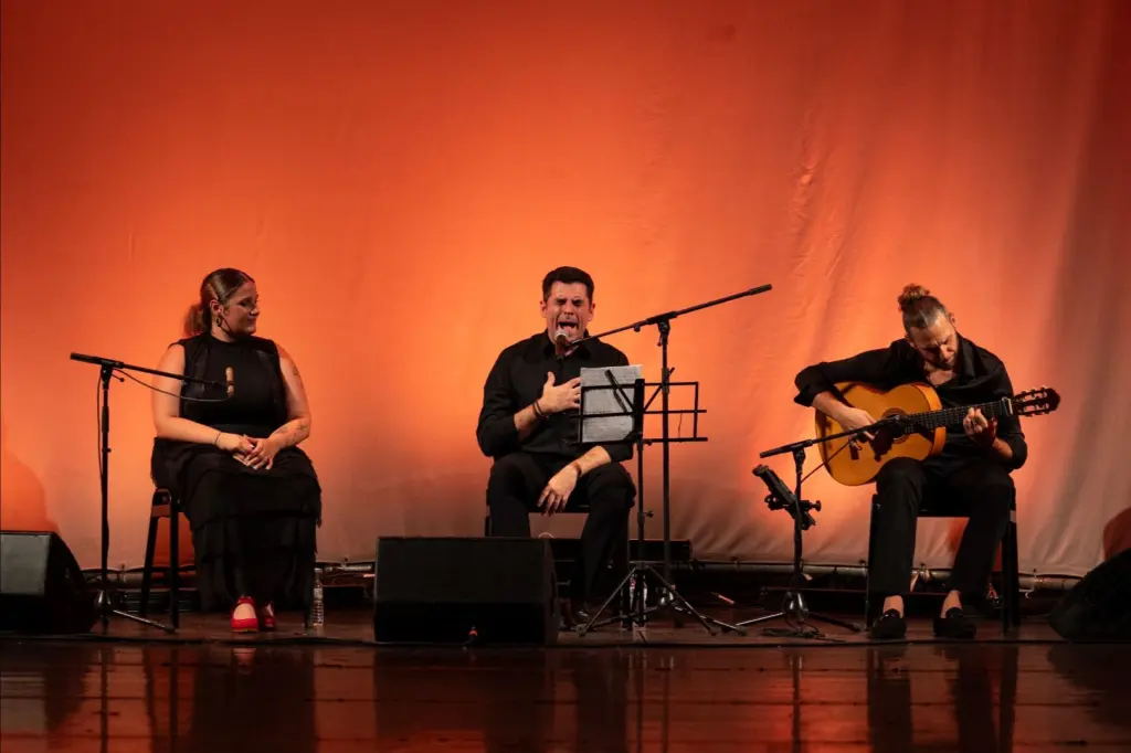 Grupo cantando en escenario